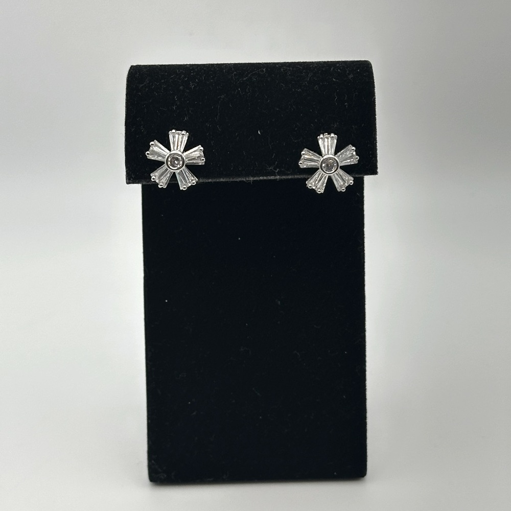 Kenneth Jay Lane Round & Baguette Floral Earrings